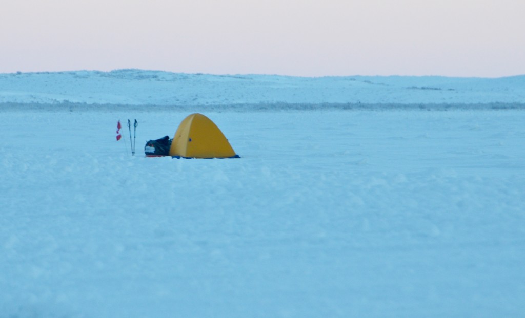 The word on the street is it is some Japanese guy doing the ice road on foot