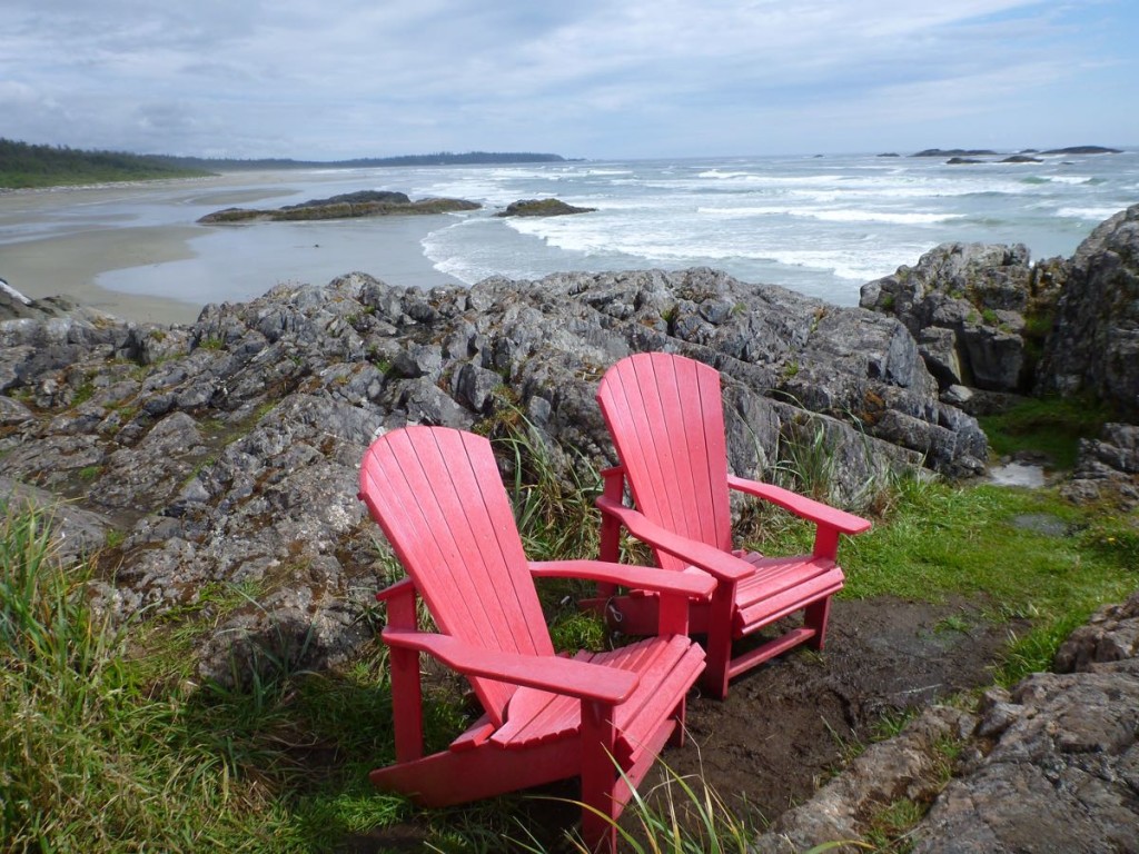 The Parks Canada red chairs at Greenpoint Beach